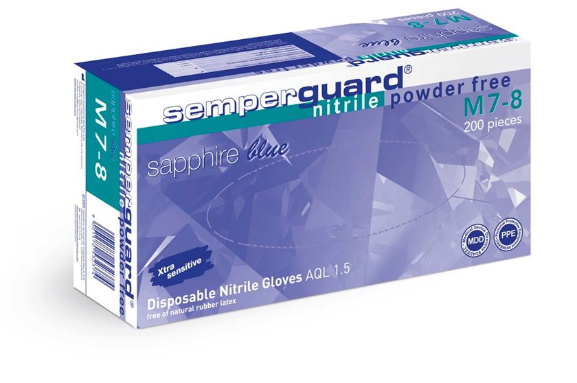Jednorazové rukavice SEMPERGUARD SAPPHIRE - nepudrované, veľ. S (1 bal./200 ks) Jednorazové rukavice SEMPERGUARD SAPPHIRE - nepudrované, veľ. S (1 bal./200 ks)