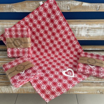 Tkaná bavlnená utierka červená, 50 x 70 cm, (1 bal/ 3 ks) Tkaná bavlnená utierka červená, 50 x 70 cm, (1 bal/ 3 ks)
